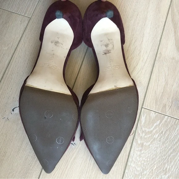 J. Crew Elsie Suede D’orsay Pumps with Fringe in Burgundy Made in Italy - Picture 4 of 7